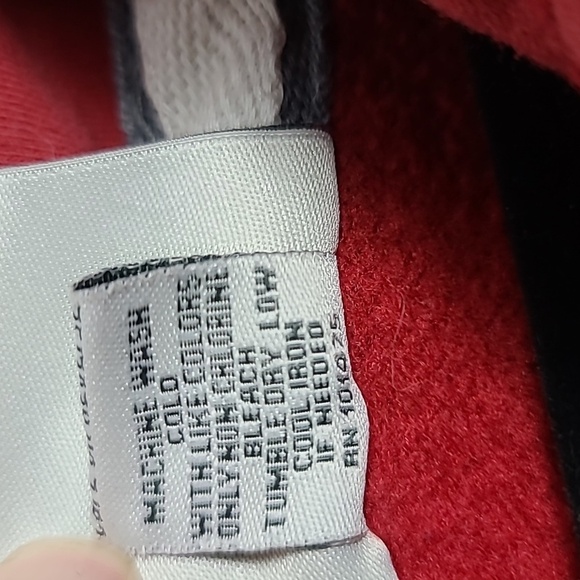 J. AMERICA Vintage Hooded Red Sweatshirt with White And Grey Stripes Size Med - Picture 9 of 16